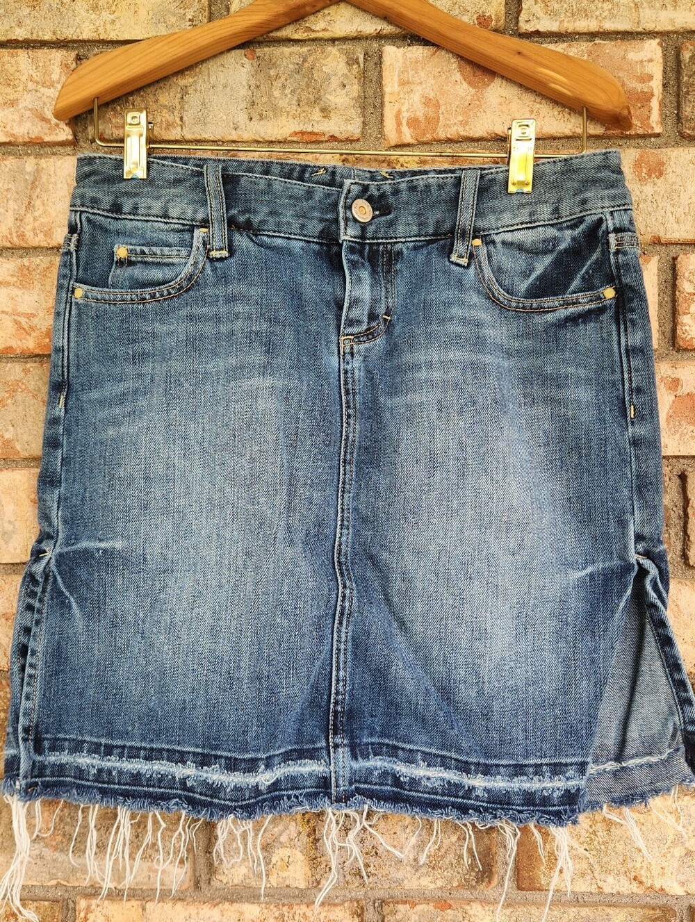 Distressed Blue Denim Mini Skirt - Classic Casual Style